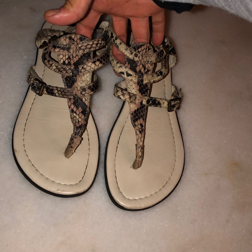 Mia triple strap snake skin sandal 7.5